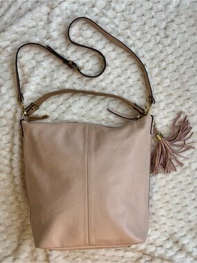 Price Drop** 
Gianni Notaro Beige Italian Leather Hobo Bag Tassel Crossbody